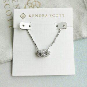Kendra Scott Bailey Silver White CZ Pave Pendant Necklace NEW Perfect condition